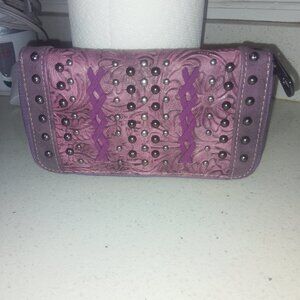 Vegan Leather Western Cottage Boho Purple Studded Wallet